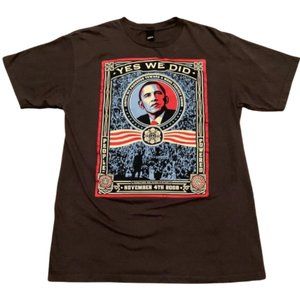 Obey Obama Short Sleeve Graphic T Shirt Crew Neck Gray L